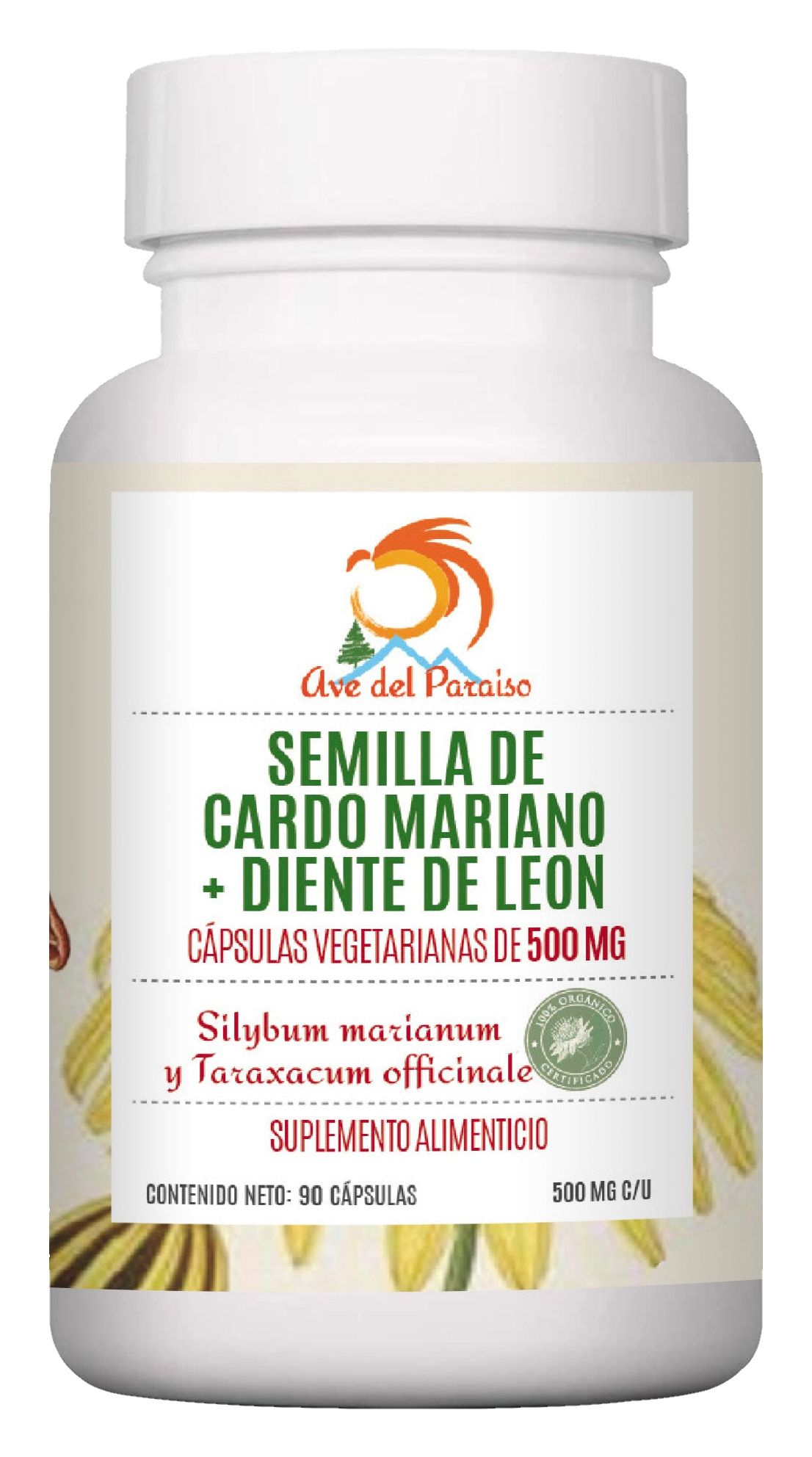 Semilla de Cardo Mariano y Diente de León - Salud Hepática y Detox, 90 Cápsulas de 500 MG