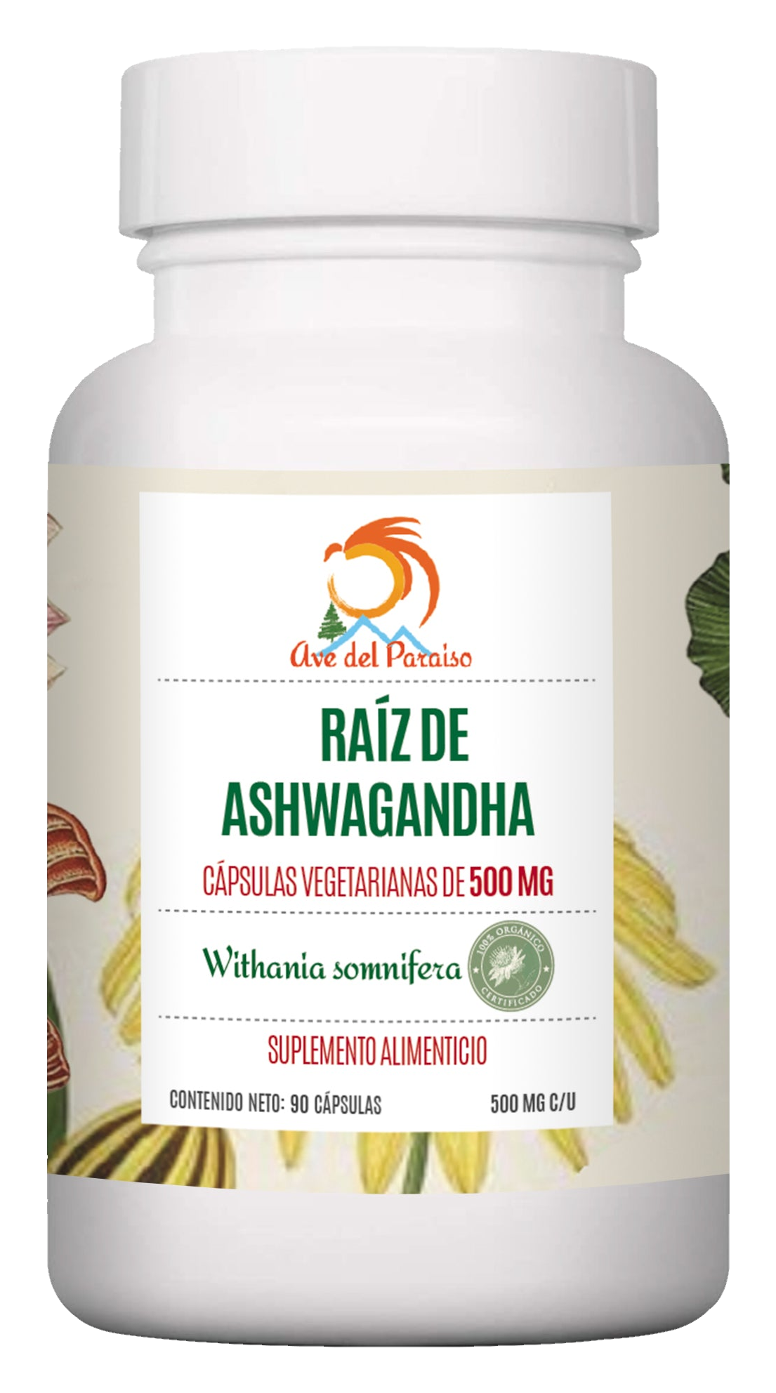 Raíz de Ashwagandha - 90 Cápsulas de 500 MG. Adiós al Estrés, Ansiedad y Cortisol.