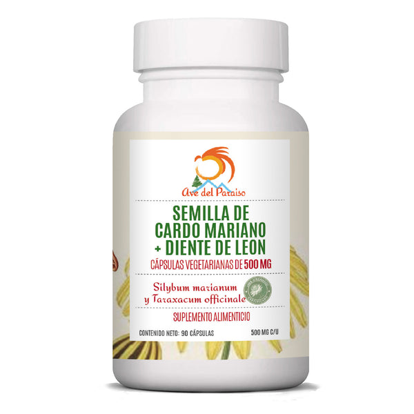 Semilla de Cardo Mariano y Diente de León Cápsulas de 500 MG - Acai Berry Orgánico