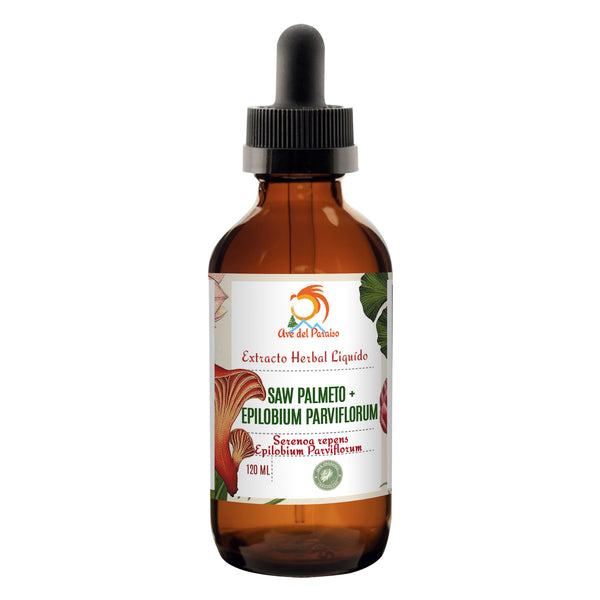 Saw Palmetto y Epilobium Parviflorum, Extracto Orgánico 120 ml y 1 Litro - Acai Berry Orgánico